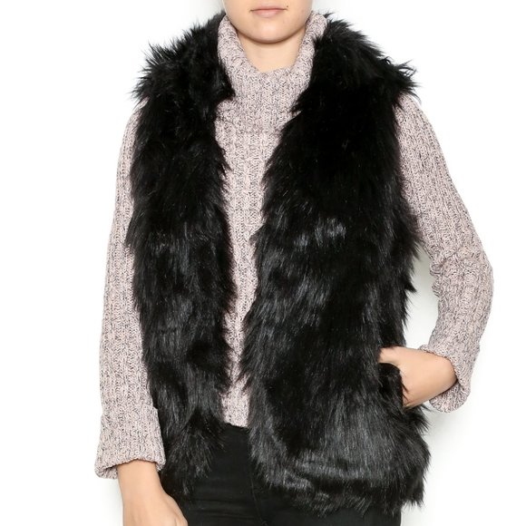 PPLA Jackets & Blazers - PPLA Faux Fur Vest Jacket Black